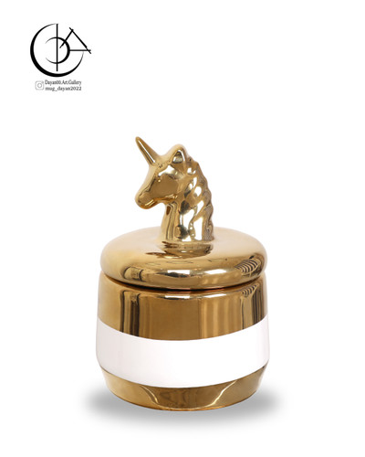 بانکه سرامیکی درب اسبی سایز کوچک دایان گالری مدل Bg02 رنگ طلایی