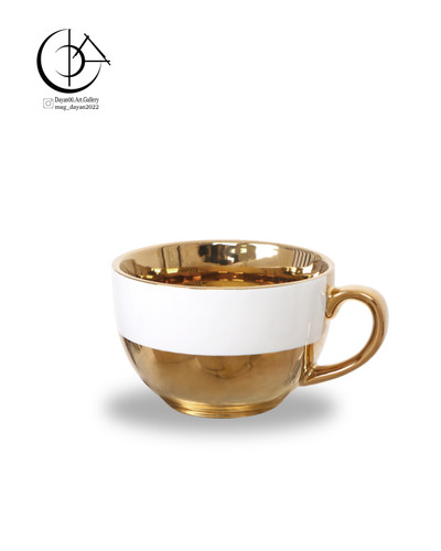 لاته خوری 300سی سی چینی دایان گالری مدل la 302 رنگ سفید طلایی